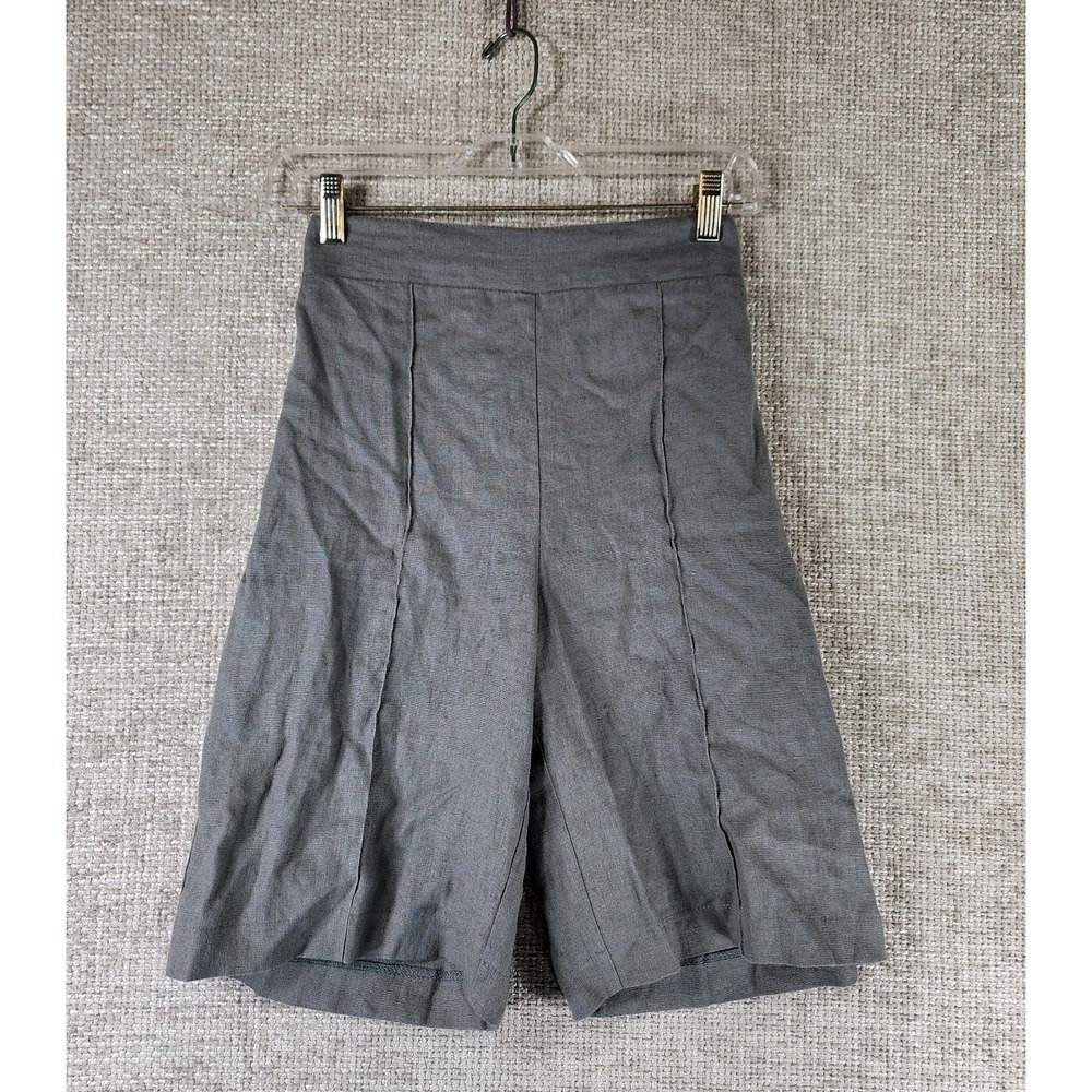 Linen Handmade Studio Long Shorts Womens *XS Gray High Rise‎ Classic 24x10 EUC